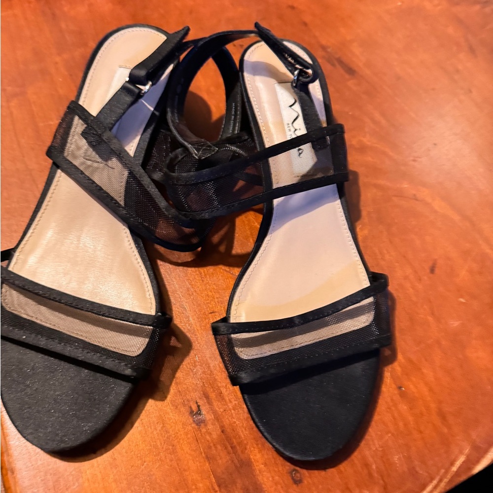 Nina Black Mesh Strappy Sandals
